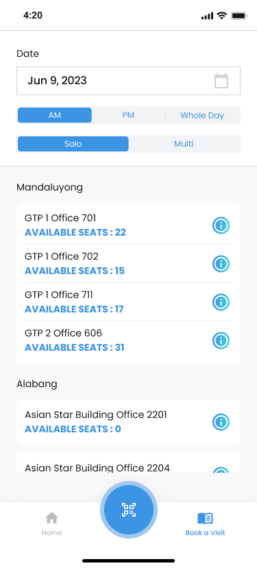 Book a Visit - Visual seat selection